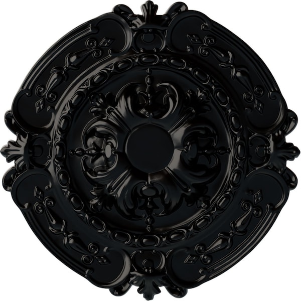 Ekena Millwork Southampton Ceiling Medallion (Fits Canopies up to 2 3/4"), 16 3/8"OD x 1 3/4"P, Jet Black CM17SOBLF - main
